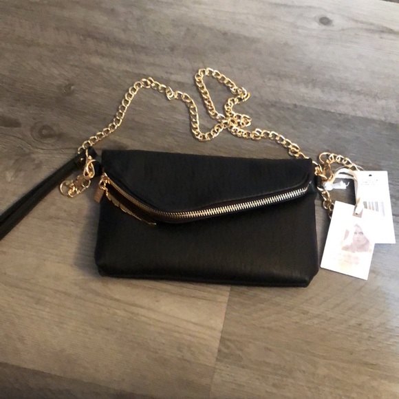 Jessica Simpson Penelope Faux Leather Clutch Color Meteorite + Gold Chain NWT - Picture 12 of 12